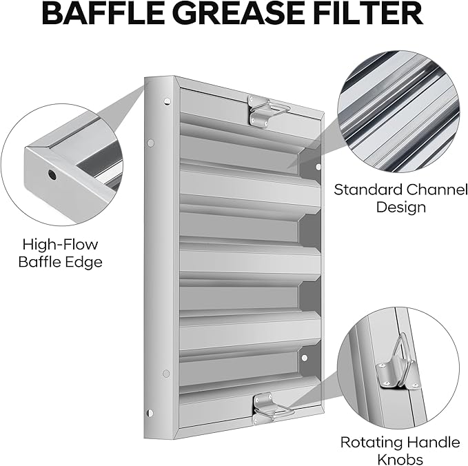 Hood Filters 19.5W x 24.5H Inch, 430 Stainless Steel, Commercial Kitchen Range - Image 3