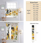 Yellow Sunflowers Kitchen Curtains 45 Inch Length, Short Cafe Window Curtains - Image 8