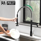 Pull Down Kitchen Faucet with Sprayer, Fapully Commercial Matte Black&Brushed - Image 5