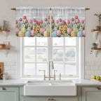 Easter Kitchen Tier Curtains 24 Inch Long 2 Panel Set, Rod Pocket Cafe Small - Image 3