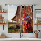 Farm Rooster Bedroom Curtains 72 Inch Length, Window Curtains Tab Top, - Image 3
