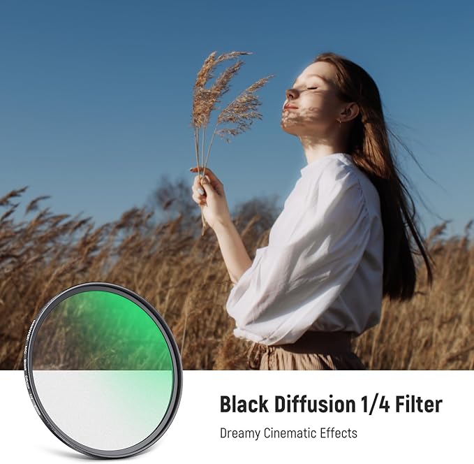 NEEWER 67mm Black Diffusion 1/4 Filter Dreamy Soft Cinematic Effect Filter - Image 2