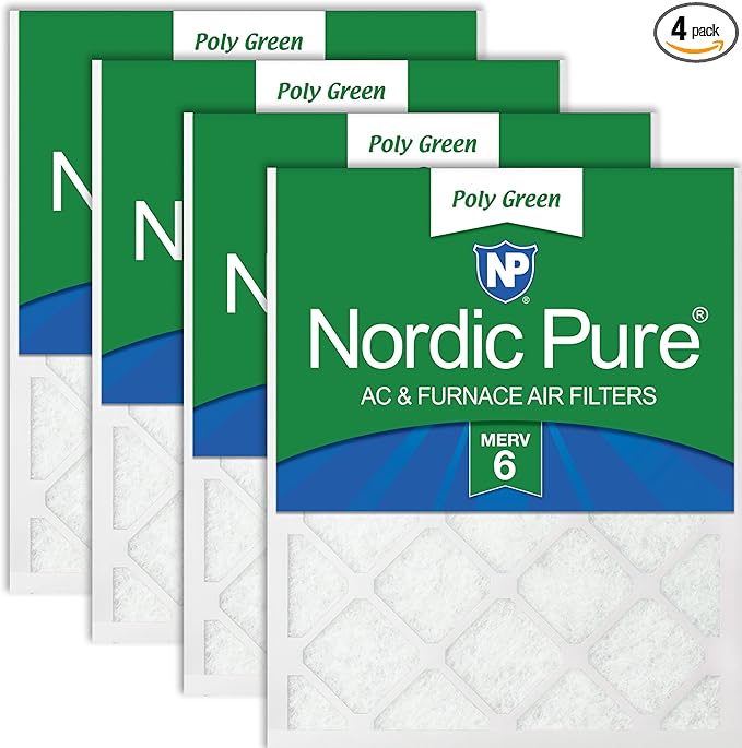 Nordic Pure 20x25x1 Poly Green MERV 6 AC Furnace Air Filters – Reduces Dust by NordicPure