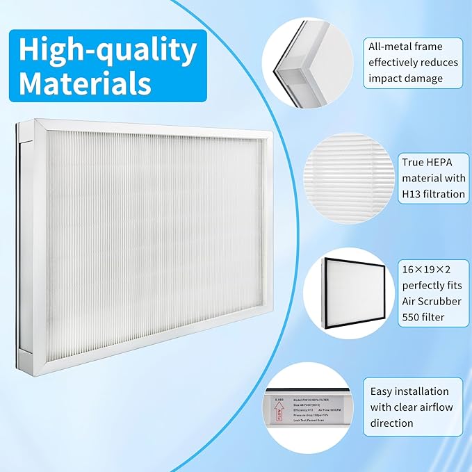 2 Pack F301H HEPA Filter, AS-550 Air Scrubber Stage 2 HEPA 550 Air Filter - Image 4