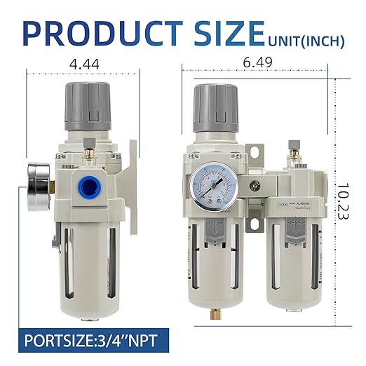 3/4" NPT Air Compressor Filter Regulator Lubricator Unit, air Pressure Regulator - Image 3