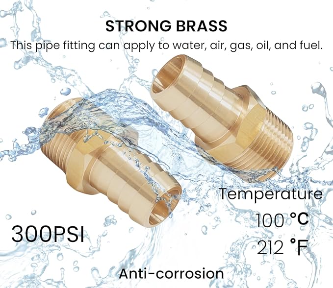 2pcs Brass Hose Barb Fitting, 3/4" Barb x 3/4" NPT Male, Adapter – Correct - Image 5