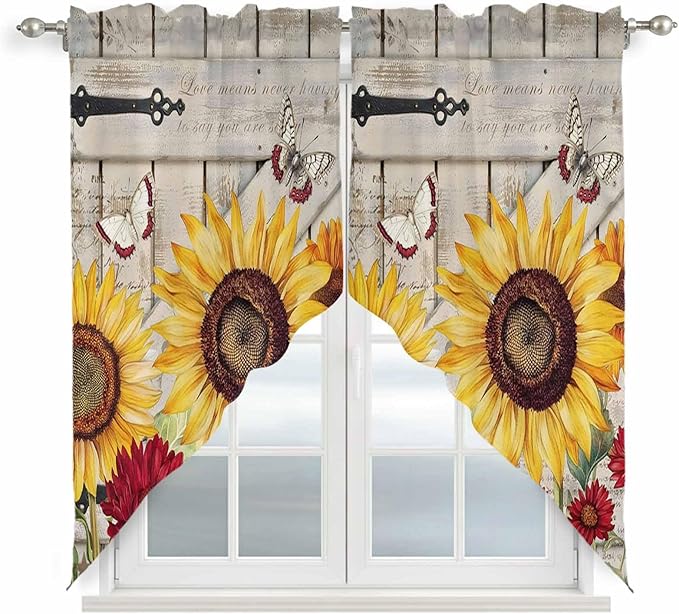 Red Yellow Sunflowers Swag Valances by Unknown