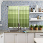 Gradient Green Wooden Board Window Valance Curtains, Retro Country Wood Grain - Image 8