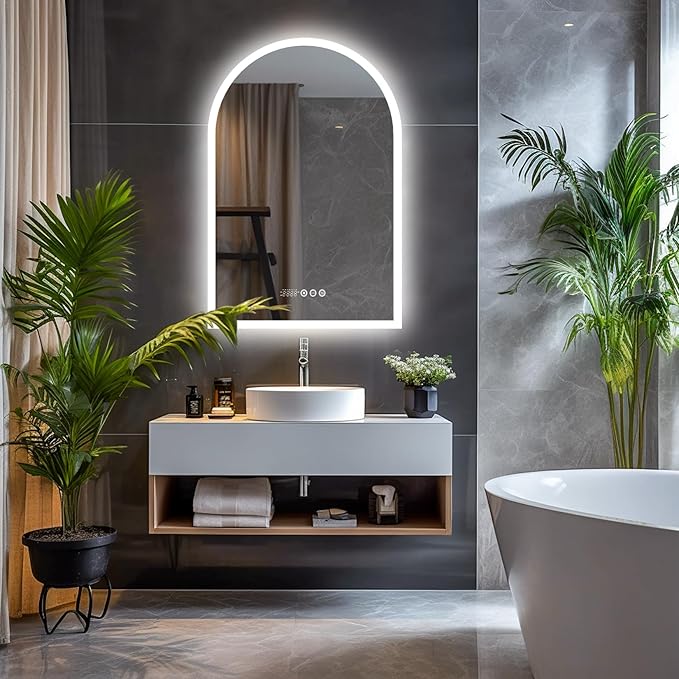 LUVODI Lighted LED Bathroom Mirror: 36x24IN Arched Dimmable Wall Lighted Vanity - Image 2