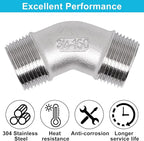 45 Degree Elbow 2PCS, 3/4" NPT Male X 3/4" NPT Male 304 Stainless Steel Pipe - Image 3