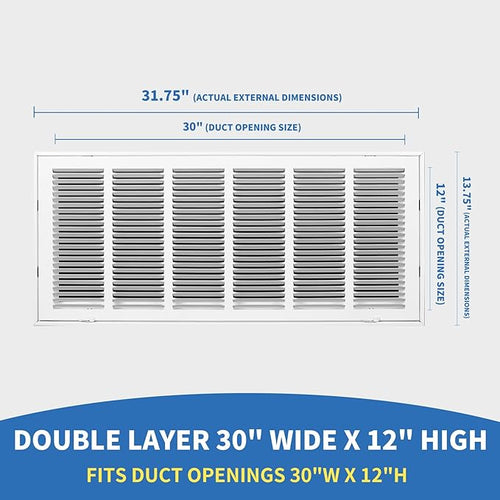 30x12 Return Air Grille, Return Air Vent Cover - Image 2