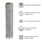 PATIKIL 40" L x 10" W Woven Wire Mesh, 14 Mesh 304 Stainless Steel Air Vent - Image 3