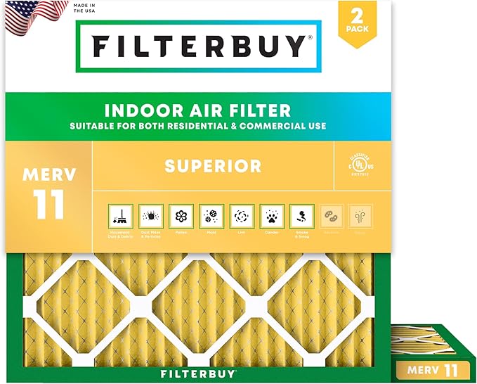 Filterbuy 22x22x1 Air Filter MERV 11 Superior Pet & Allergy Defense, by Filterbuy