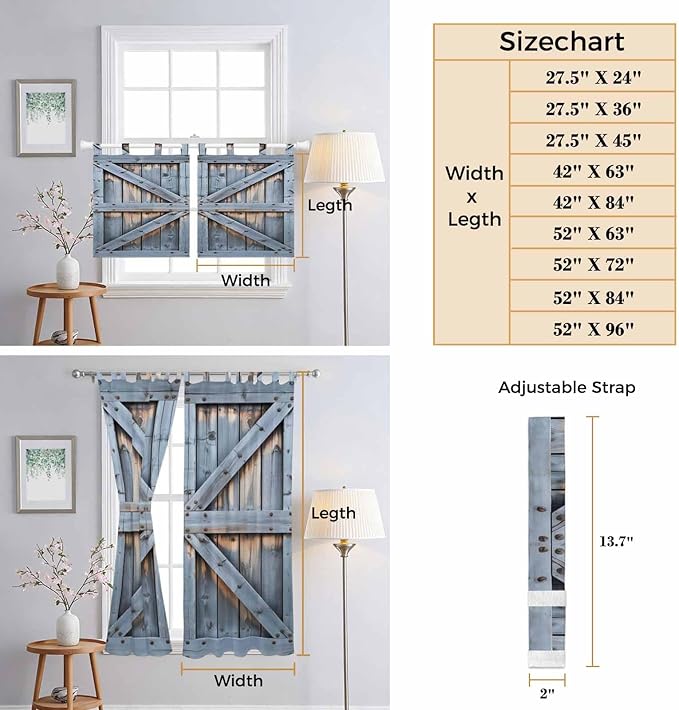 Farmhouse Wood Grain Living Room Curtains 84 Inch Length, Window Curtains Tab - Image 8