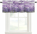 Kitchen Valances for Window, Retro Lavender on Farm Wood Grain Light Filtering - Image 3