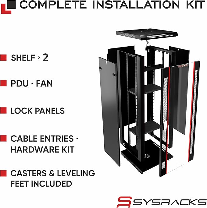 Sysracks 27U Wall Mount Server Rack Cabinet, 19” Locking Network Rack, 24” Deep - Image 4