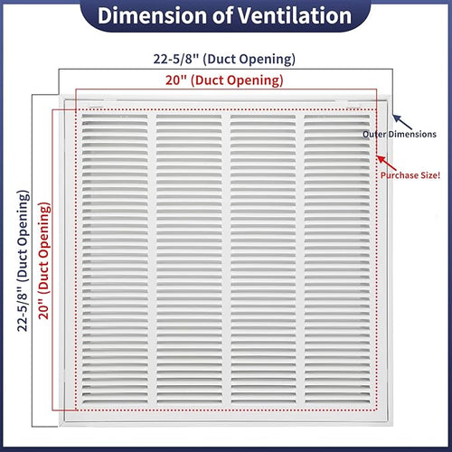 20"W x 20"H Steel Return Air Filter Grille - Image 2