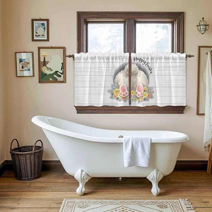 Easter Bunny Kitchen Tier Curtains 36 Inch Long 2 Panel Set, Rod Pocket Half - Image 5