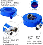 DAVCO 3" ID × 50 ft PVC Lay Flat Discharge Hose, Heavy Duty Reinforced Blue - Image 4