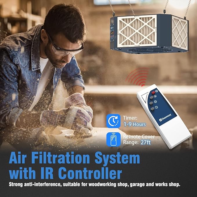 360 Degree Intake Air Filtration System Woodworking, 1050 CFM Hanging Air Filter - Image 4