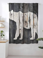 Sheer Curtains 63 Inch Length, Farmhouse Country Vintage Wood Grain Privacy - Image 2