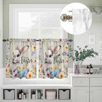 Easter Grey Bunny Kitchen Curtains Set 3 Piece - Image 5