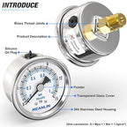 MEANLIN MEASURE 0~15Psi Dry Low Pressure Gauge Stainless Steel 1/4" NPT 2" FACE - Image 4