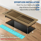 4" x 12" Floor Register Vent Covers 2-Pack, Walkable Powder-Coated Metal Vent - Image 4