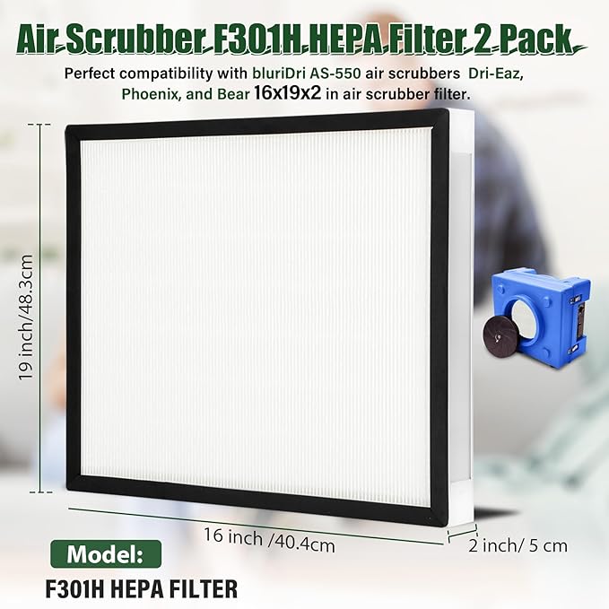 2 Packs F301H HEPA Filter, AS-550 Air Scrubber Stage 2 HEPA 550 Air Filter - Image 2