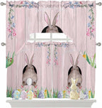 Swag Valance Curtains, Easter Cute Rabbit and Colorful Eggs Rod Pocket Valances - Image 9