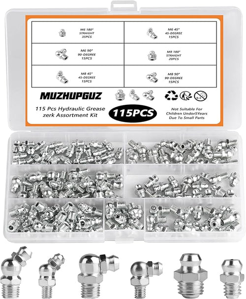115 Pcs Metric Grease Fittings Kit by MUZHUPGUZ