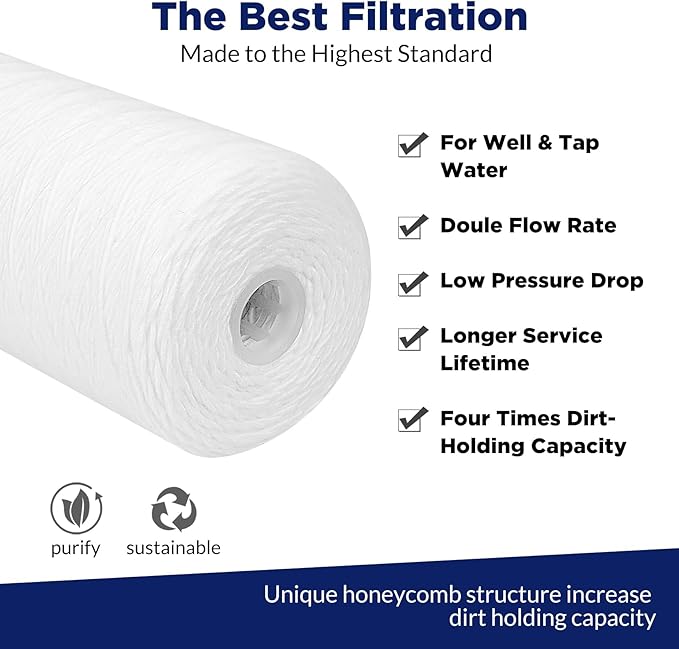 Membrane Solutions 5 Micron 10""x4.5"" String Wound Whole House Water Filter - Image 3
