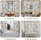 Spring Daisy Kitchen Curtains, Farmhouse Country Flower Leaf Plant Wood Grain - Image 8