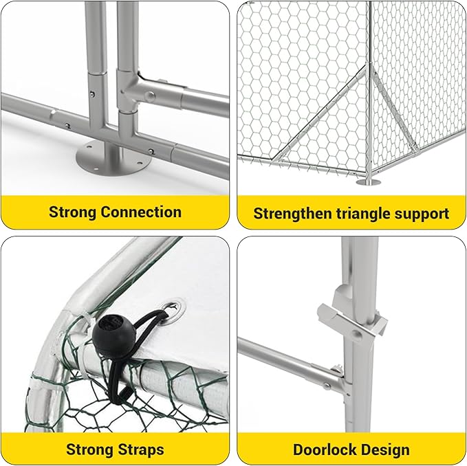 9.8X6.5x6.5FT, Large Walk in Chicken Run Pen Cage, Metal Coop Clearance - Image 4