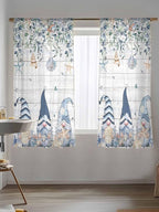 Sheer Curtains 63 Inch Length, Coastal Eucalyptus Leaf Semi Sheer Curtains - Image 5