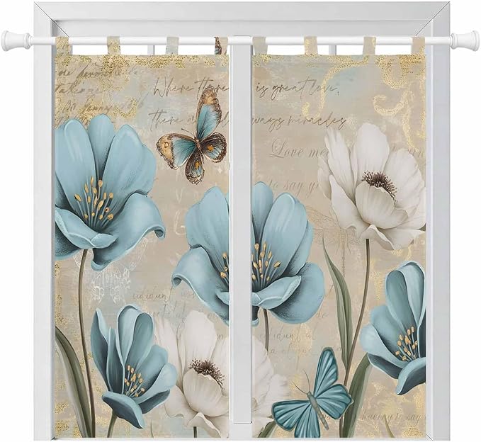 Spring Flowers Living Room Curtains 84 Inch Length, Window Curtains Tab Top by Unknown