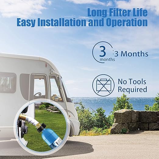 RV Inline Water Filter with Flexible Hose Protector, Certified by NSF to Reduce - Image 5