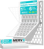 14x24x1 Refillable Air Filter Kit, MERV 8, 1 Reusable Foldable Frame ＆ 6 Refills by AErovivo