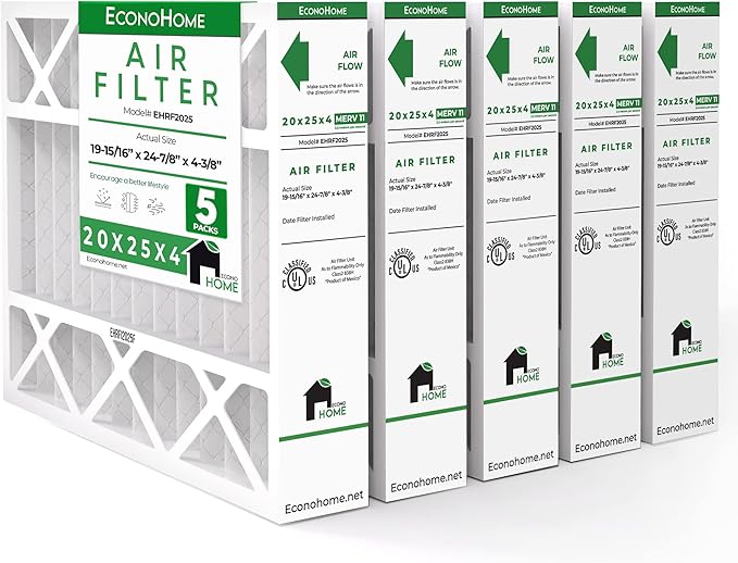 EconoHome 20x25x4 AC Furnace Pleated Air Filter MERV 11 Replacement – Allergen by EconoHome