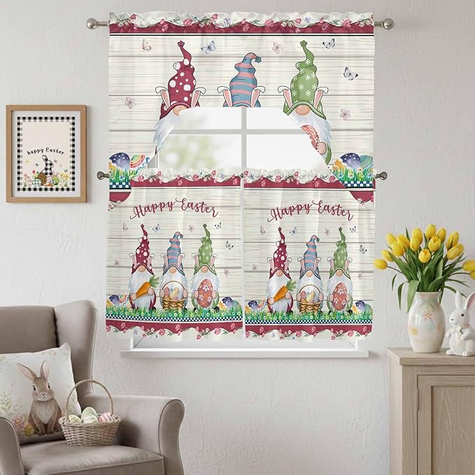 Swag Valance Curtains, Happy Easter Gnomes - Image 2