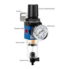 NANPU 1/4" NPT Compressed Air Filter Regulator Combo Piggyback, 5 Micron Brass - Image 2