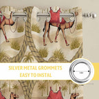 2 Panel Kitchen Cafe Curtains, Desert Camels Sunlight Filtering Nature Air - Image 7