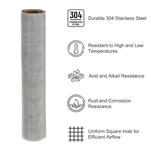PATIKIL 40" L x 16" W Woven Wire Mesh, 30 Mesh 304 Stainless Steel Air Vent - Image 3