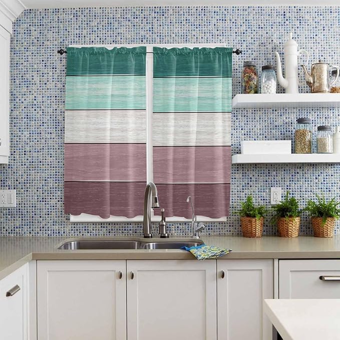 Retro Farm Woodcuts Texture Window Valance Curtains, 2 Panel - Image 8