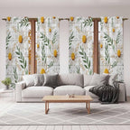 Spring Daisy Kitchen Curtains, Farmhouse Country Flower Leaf Plant Wood Grain - Image 7