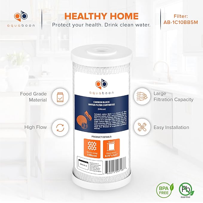 Aquaboon 5 Micron 10x4.5 Carbon Block Water Filters Whole House CTO Water - Image 4