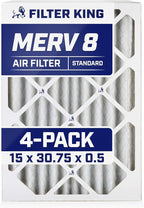 Filter King 15x30.75x0.5 Air Filter | 4-PACK | MERV 8 HVAC Pleated A/C Furnace by FilterKing