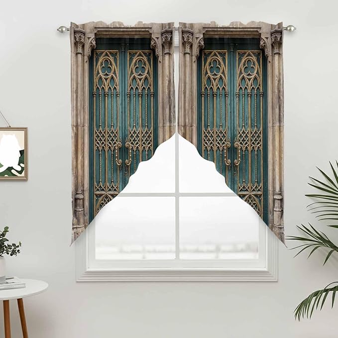 Turquoise Vintage Door Swag Valances - Image 3