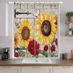Red Yellow Sunflowers Living Room Curtains 96 Inch Length, Window Curtains Tab - Image 9
