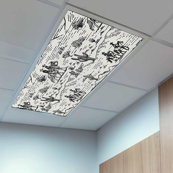 4 Pack Fluorescent Light Cover, Western Cowboys Light Covers - Image 9
